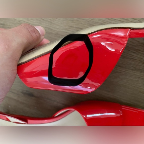 Anthropologie Maeve Red Square-Toe Slingback Kitten Heel Sandals - Picture 8 of 9